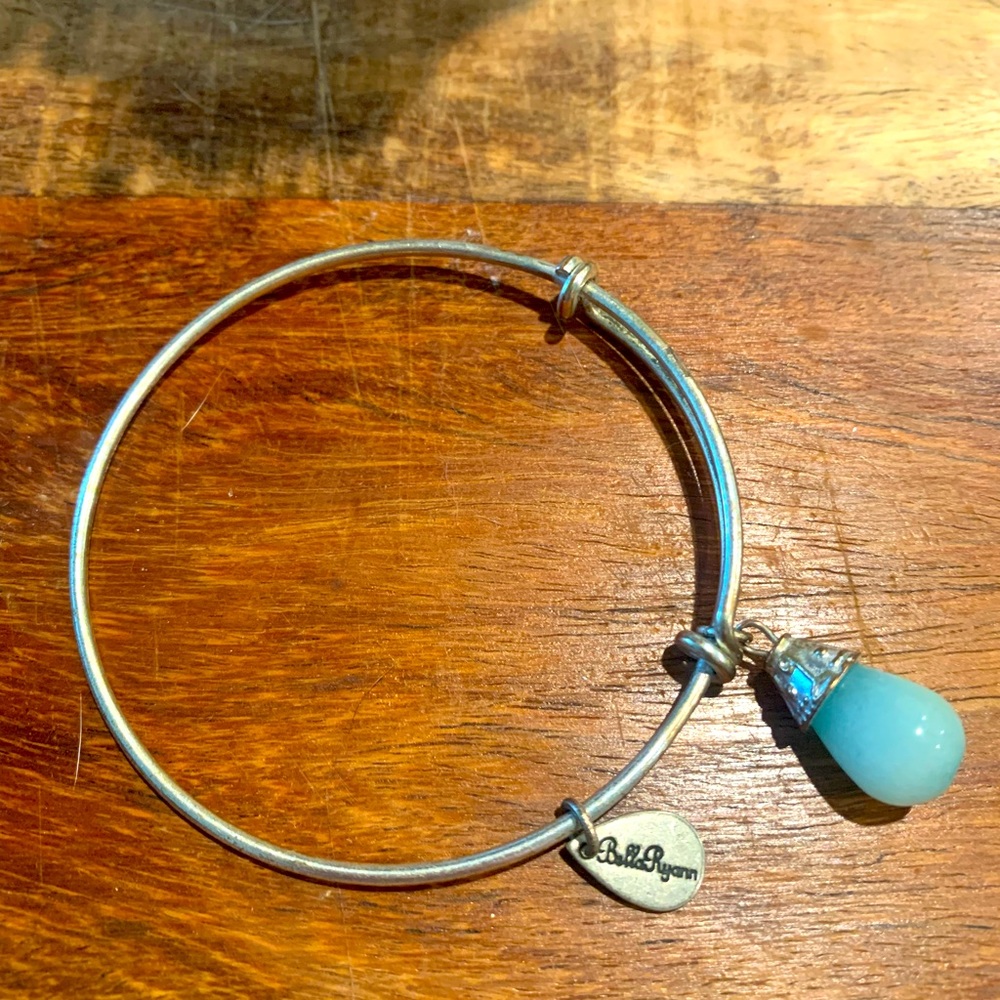 Bella Ryan silver tone charm bracelet with light blue stone charm